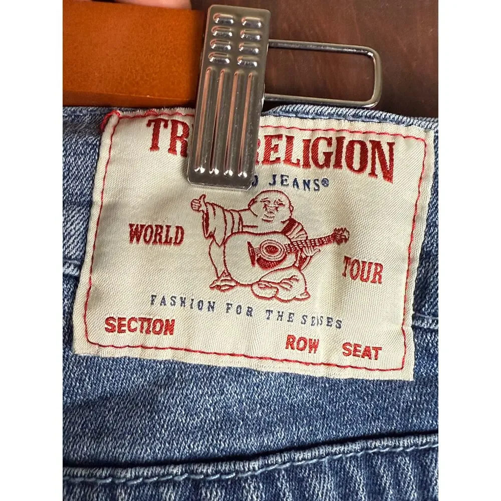 True Religion Rickey Relaxed Straight Denim Jeans‎ Medium Tidal Wash Mens 31 Euc
